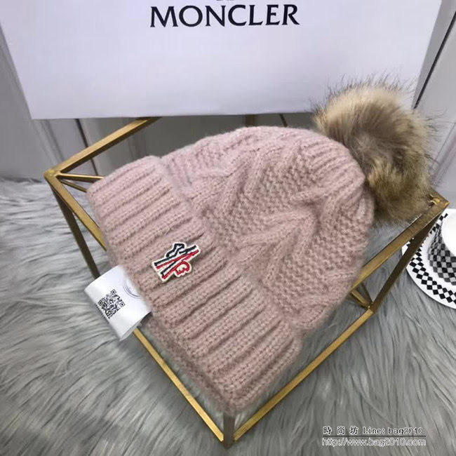 MONCIER蒙口 專櫃新品 原版高端羊毛+兔絨配狐狸毛球針織帽 LLWJ8581